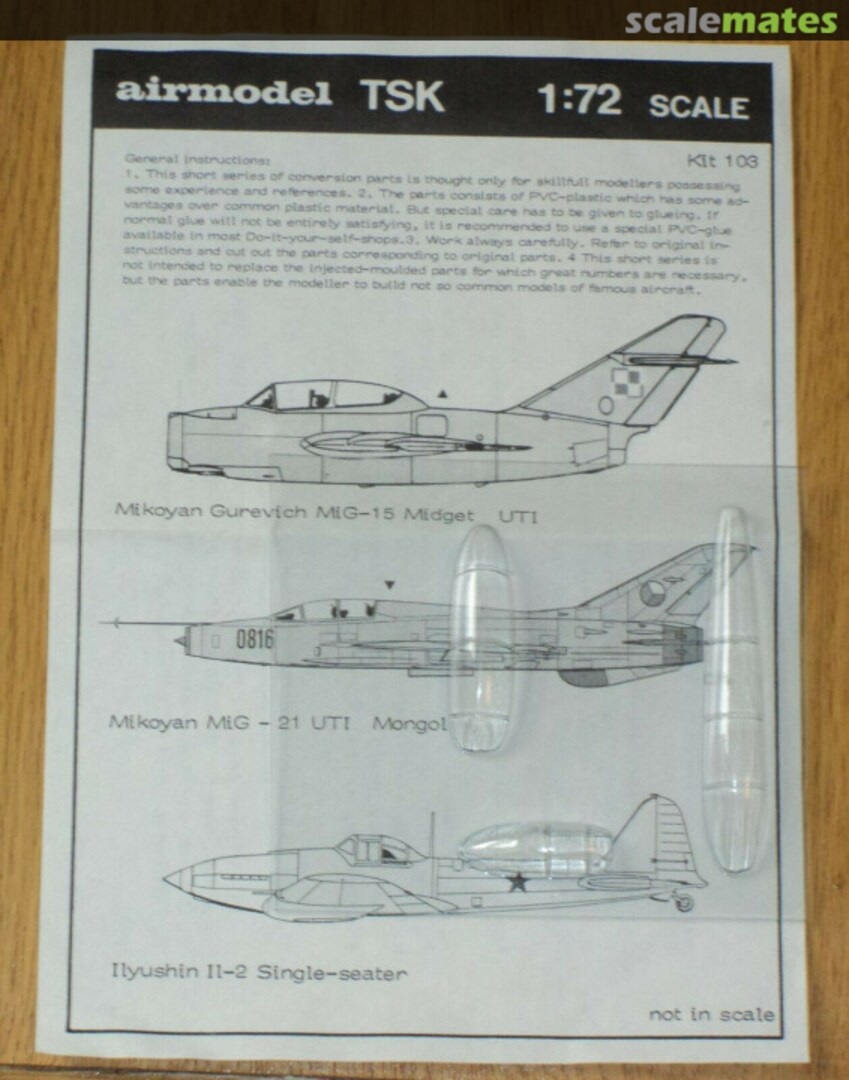 Boxart Mikoyan Gurevich MIG-15 Midget UTI, Mikoyan MIG-21 UTI Mongol, Ilyushin Il-2 Single Seater 103 Airmodel