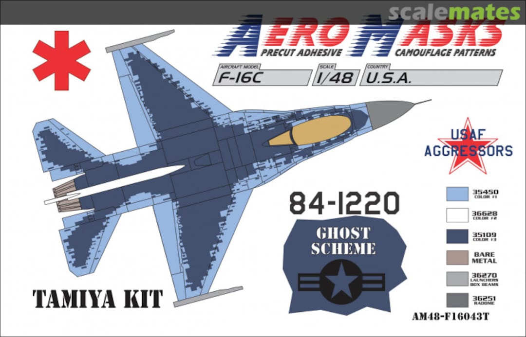 Boxart F-16C USA USAF Aggressors Ghost scheme AM48-F1643T AeroMasks