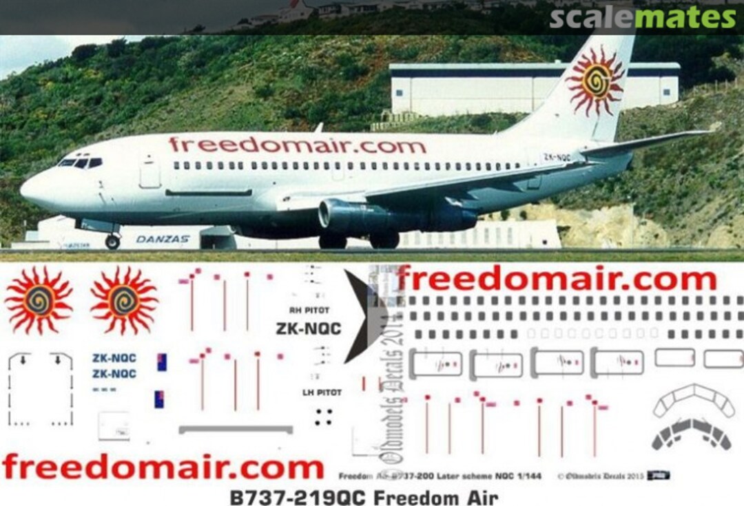 Boxart Freedom Air B737-219QC OMD0916 Oldmodels Decals