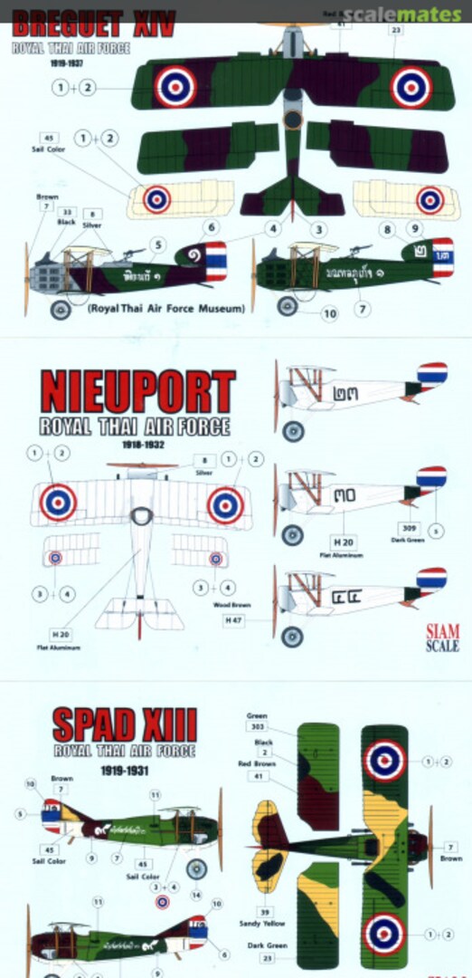 Boxart Breguet XIV / Spad XIII / Nieuport XI 72027 Siam Scale