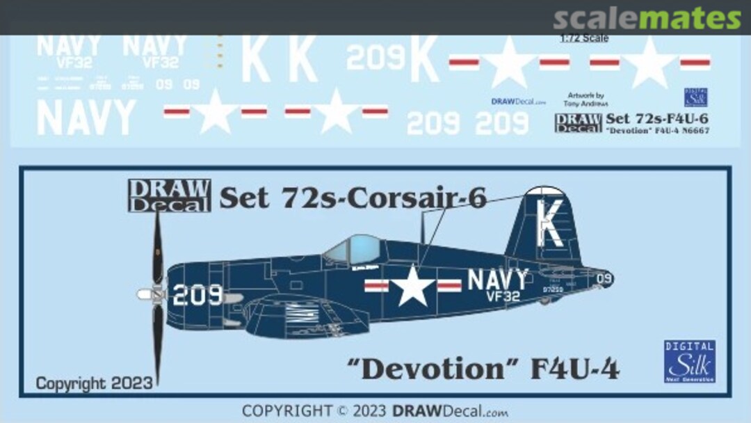 Boxart VF-32 F4U-4 Corsair N6667 72-Corsair-06 Draw Decal