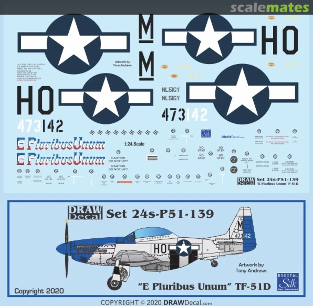 Boxart “E Pluribus Unum” TF-51D 24-P51-139 Draw Decal