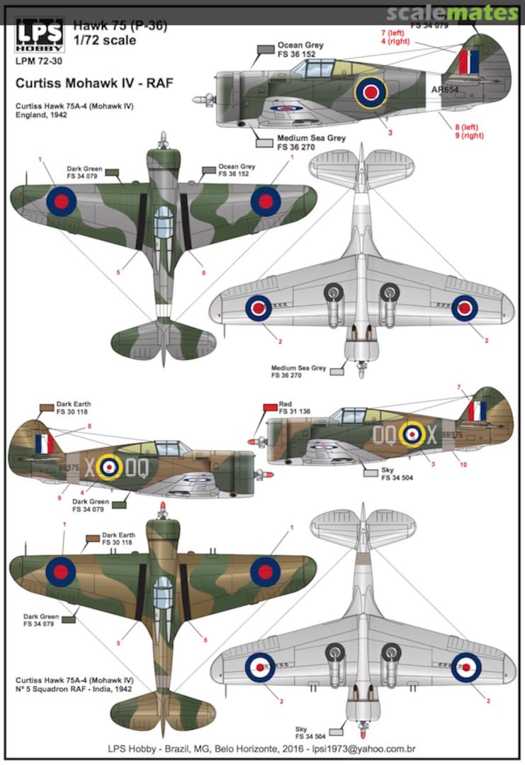 Boxart Curtiss Mohawk IV - RAF LPM72-30 LPS Hobby