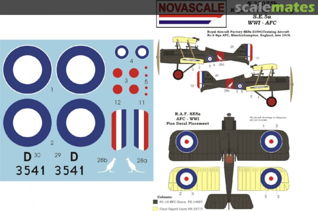 Boxart Royal Aircraft Factory S.E. 5a WWI - AFC N-32075b Novascale