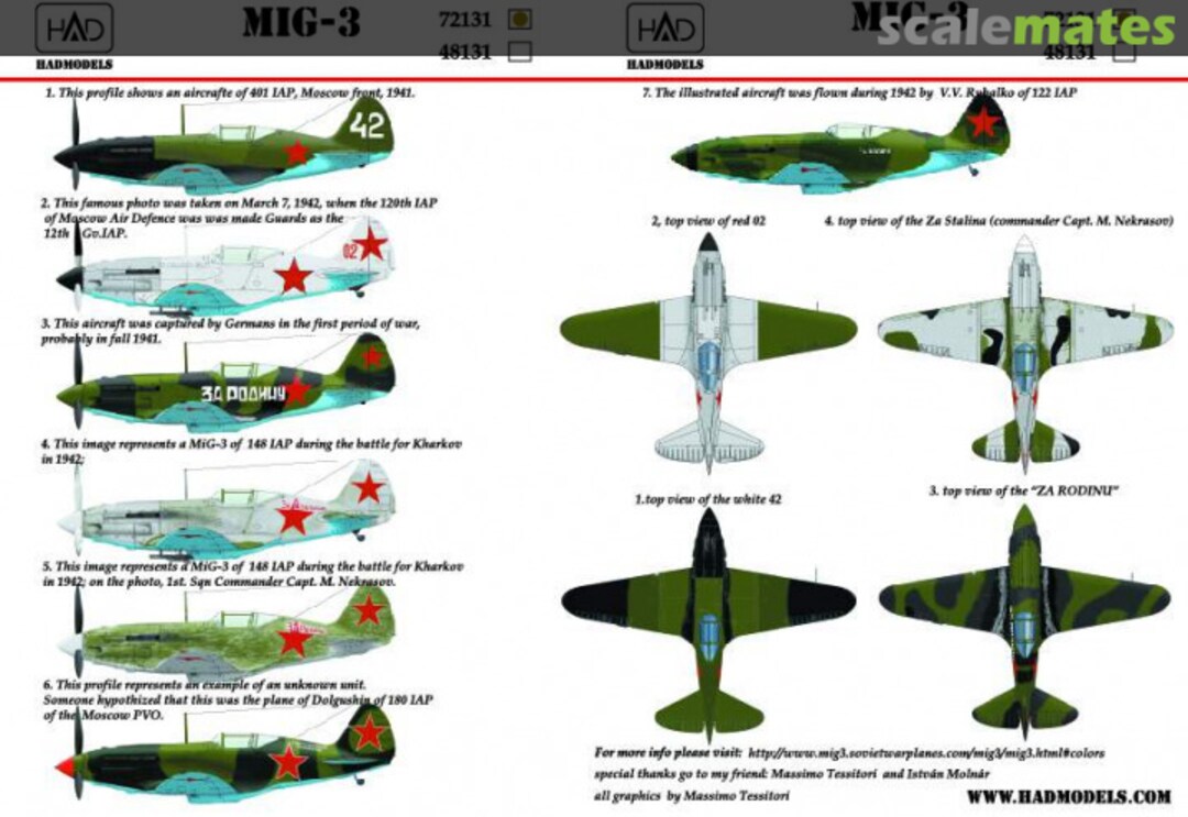 Boxart MiG-3 Decal Sheet 72131 HADmodels 