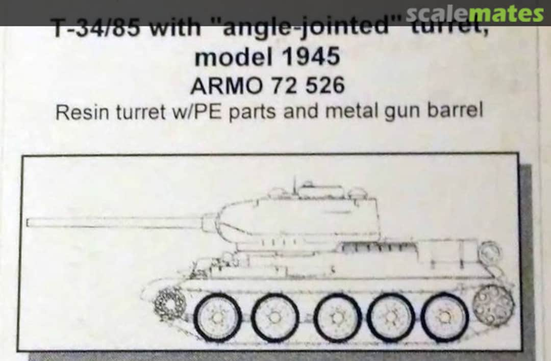 Boxart T-34/85 with "angle-jointed" turret, model 1945 72526 Armo