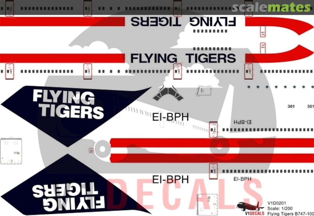 Boxart Flying Tigers Boeing 747-100 V1D0201-200 V1 Decals