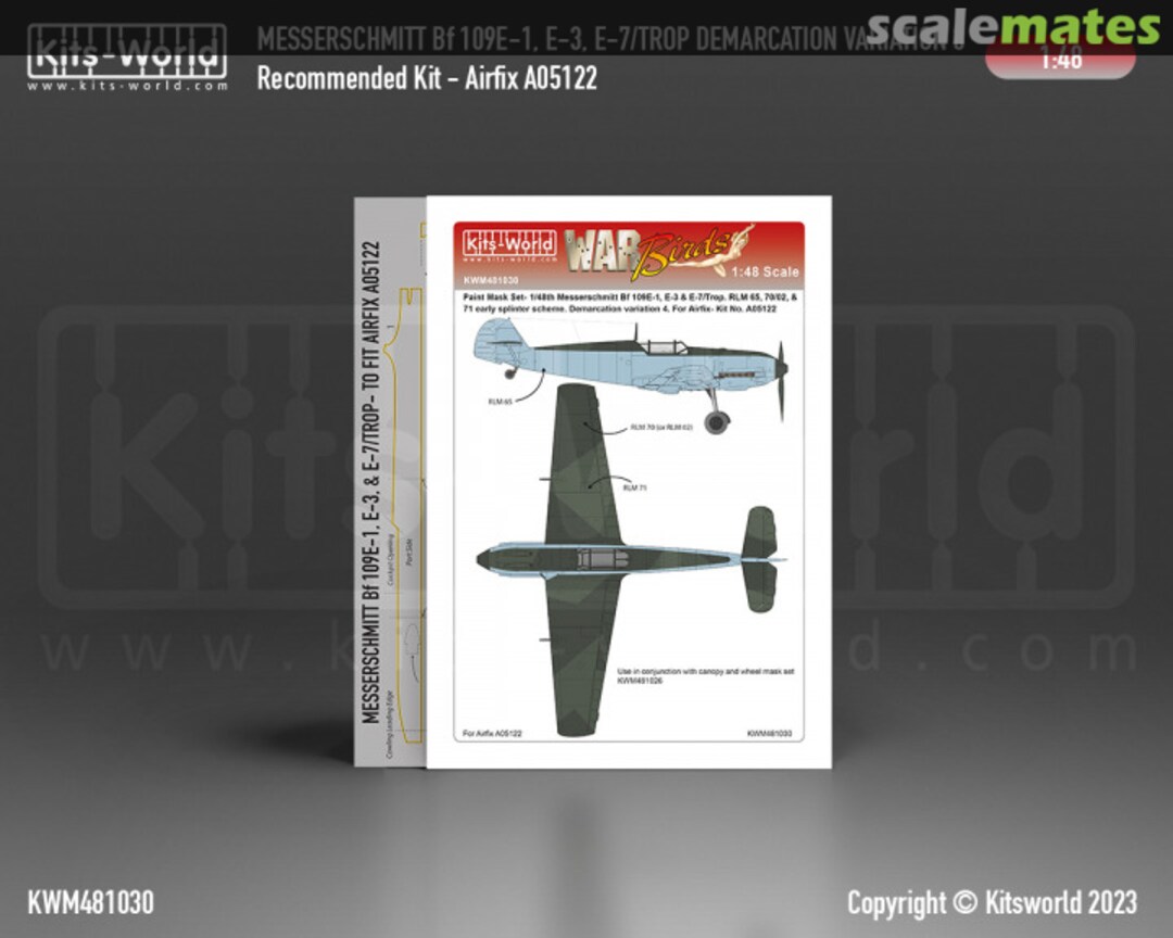 Boxart Messerschmitt Bf 109E-1, E-3, E-7 Splinter Scheme Set Variation 3 KWM481030 Kits-World