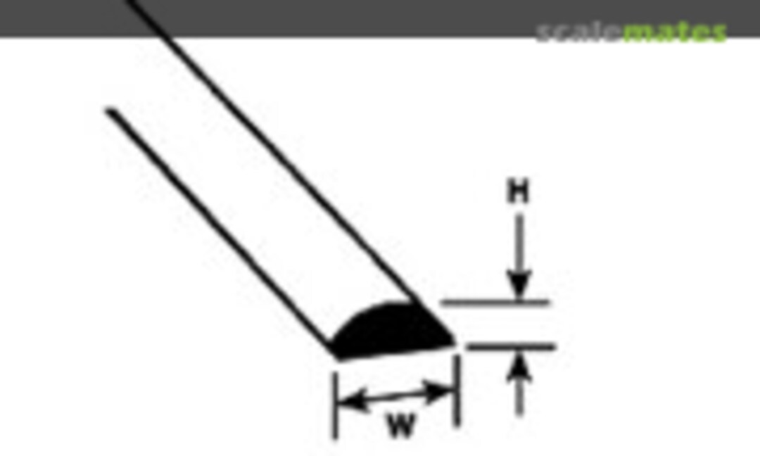 No Styrene Half Round Rod, .040&quot; (1.0mm) x 10&quot; (254mm) (Plastruct 90880)