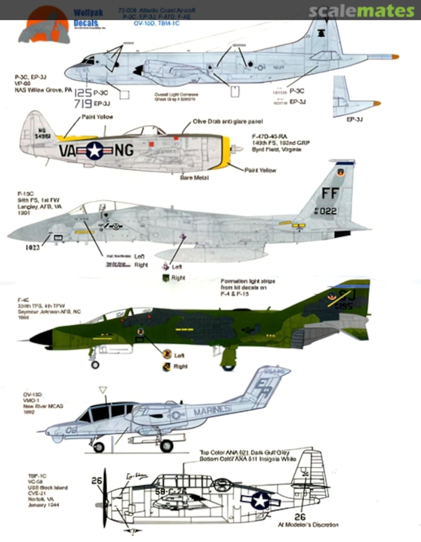 Boxart Atlantic Coast Aircraft 72-008 Wolfpak Decals