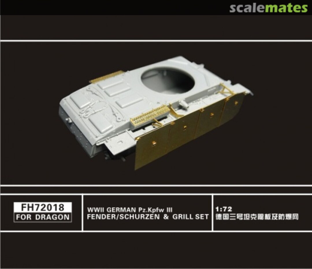 Boxart Pz.Kpfw. III Fender/Schürzen & Grill Set FH72018 FlyHawk Model