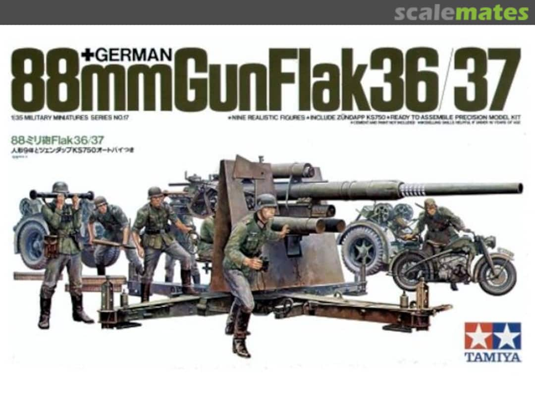 Boxart 88mm Gun FlaK 36/37 MM117 Tamiya