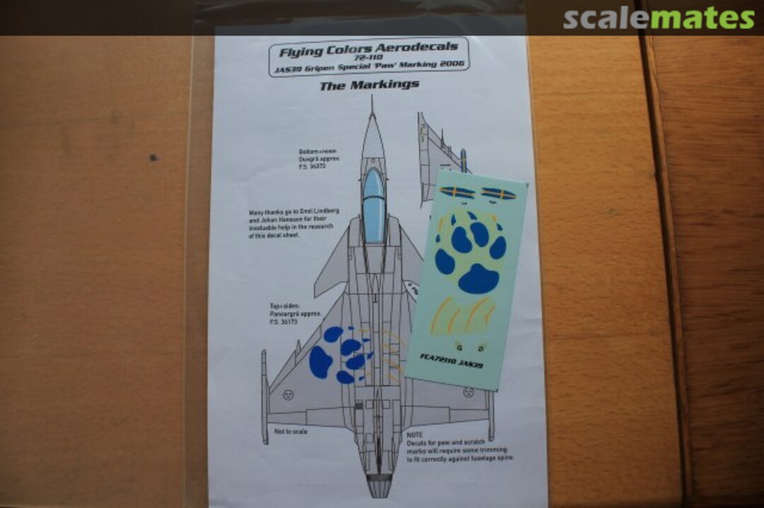 Boxart JAS39 Gripen 72-110 Flying Colors Aerodecals