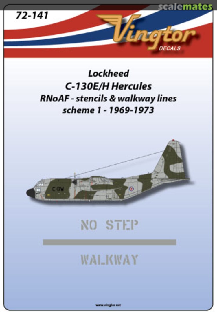 Boxart Lockheed C130E/H Hercules RNoAF stencils and walkway lines 72-141 Vingtor Decals